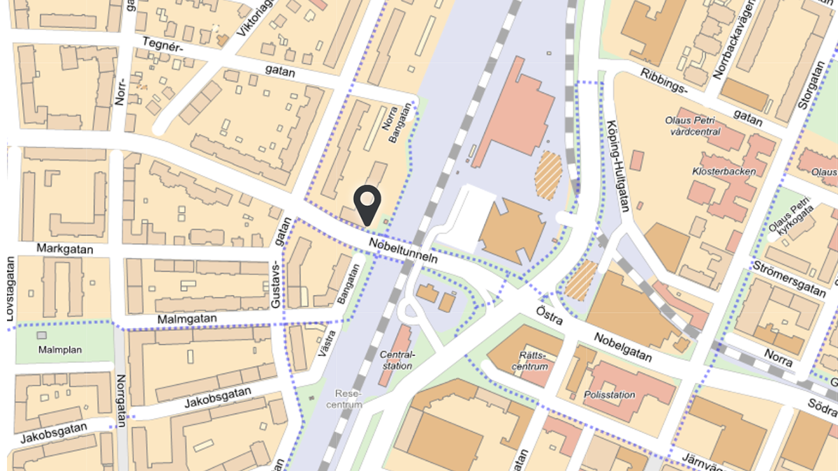 Kartbild över Nobelgatan 2 i Örebro.