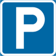 Parkeringsskylt - blå skylt med bokstaven "P"