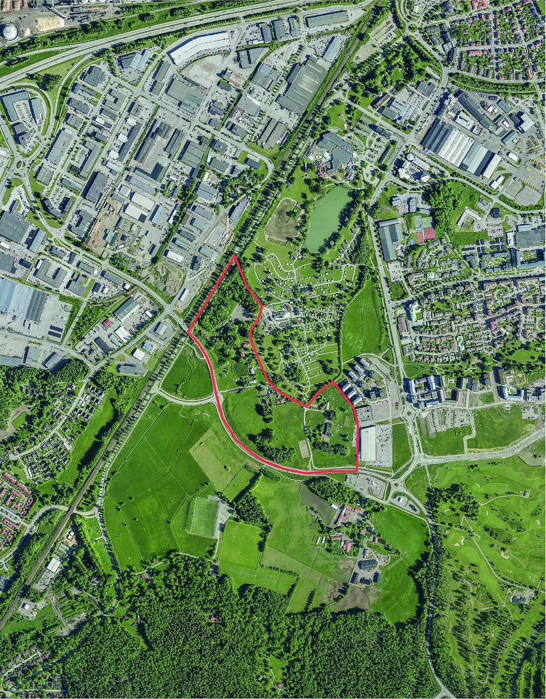 Kartbild i grönt med Stora Hyddan markerat.
