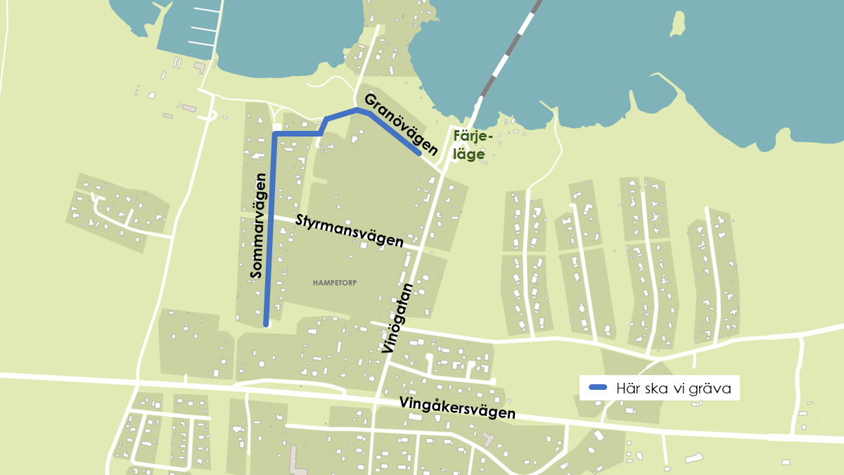 Karta över arbetsområdet vid Hampetorp