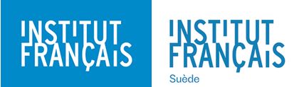 Franska institutets logotyp i vitt mot blå bakgrund