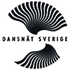 Orange kvartscirkel med text Dansscen Örebro följt av ordet biljetter.