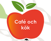 Äpple med texten "Café och kök".