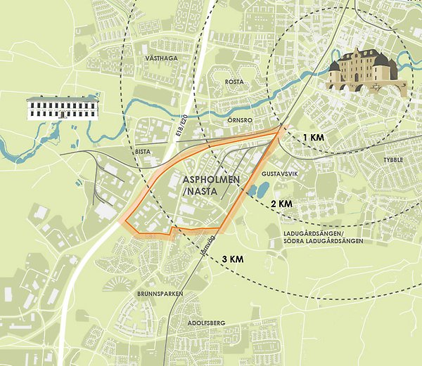 Karta över planområdet Aspholmen/Nasta