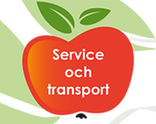 Äpple med texten "Service och transport".